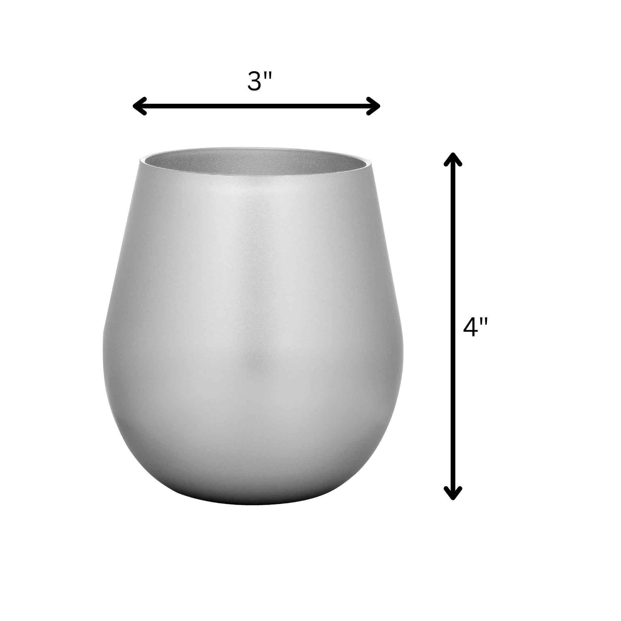 Set of Four Silver Acrylic Stemless All Purpose Wine Glass