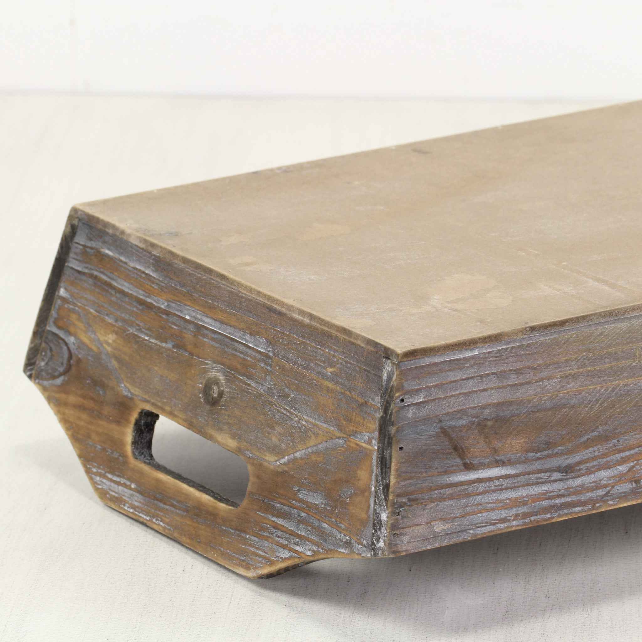 Dark Brown Finish Wood Serving Tray With Handles