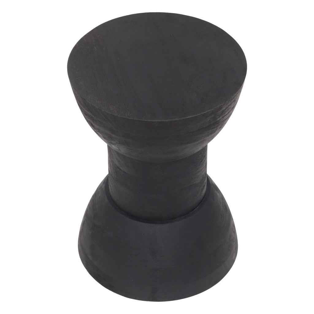 19" Black Solid Wood Backless Bar Chair