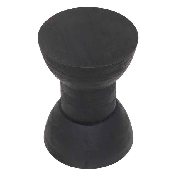 19" Black Solid Wood Backless Bar Chair