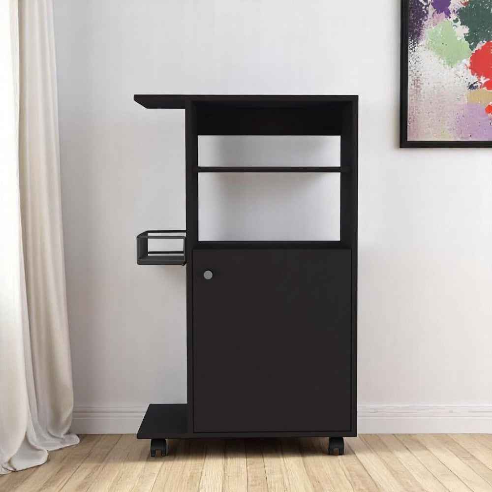 Black 24" Rolling Kitchen Cart With Storage