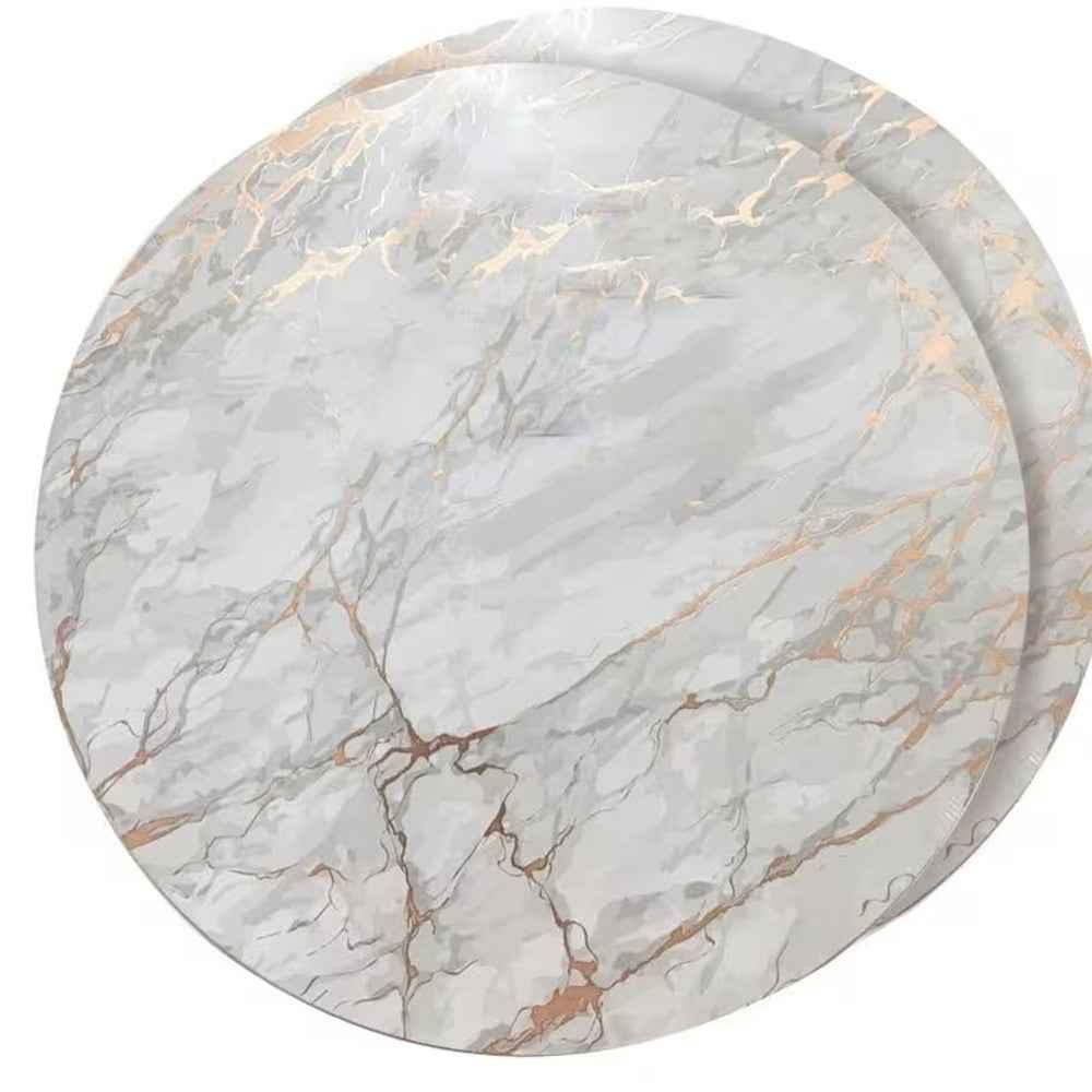 15" X 15" Gold Ivory And Gray Abstract Agglomerated cork Round Placemats