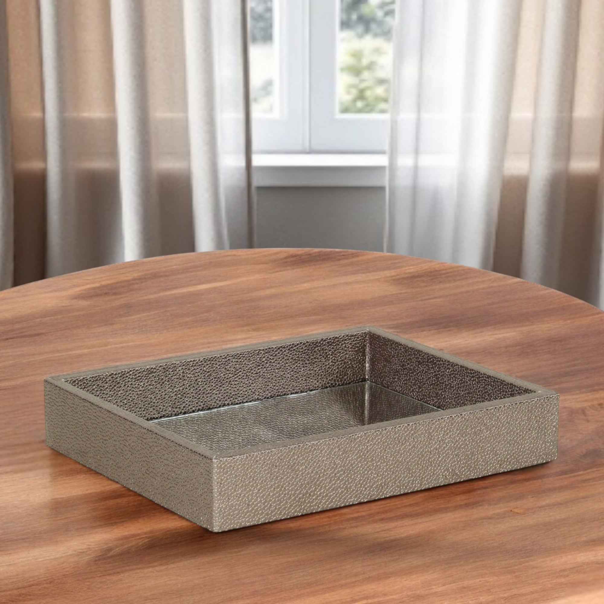 10" Gray Rectangular Wood Handmade Tray