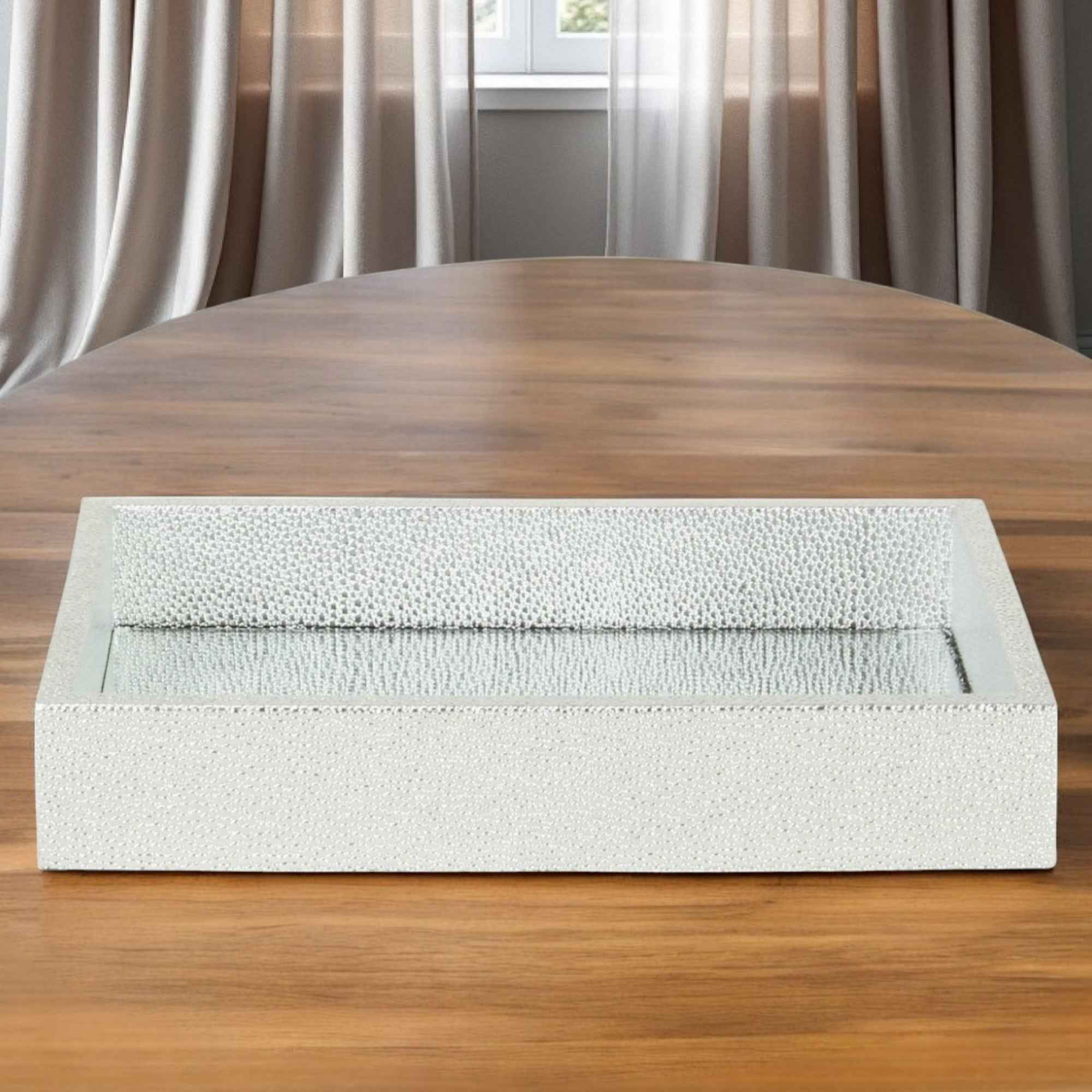 10" Silver Rectangular Wood Handmade Tray