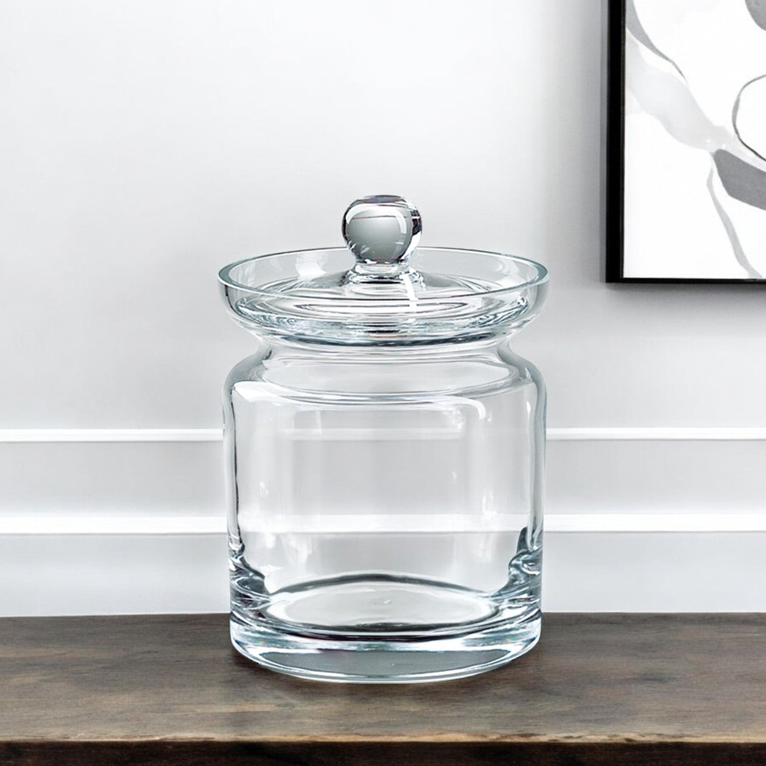 6" Clear Mouth Blown Crystal Biscuit Jar