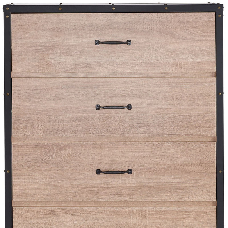 31" Oak Wood Five Drawer Dresser - Bed & Bath