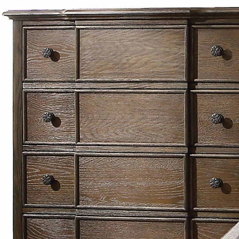 40" Oak Wood Five Drawer Dresser - Bed & Bath