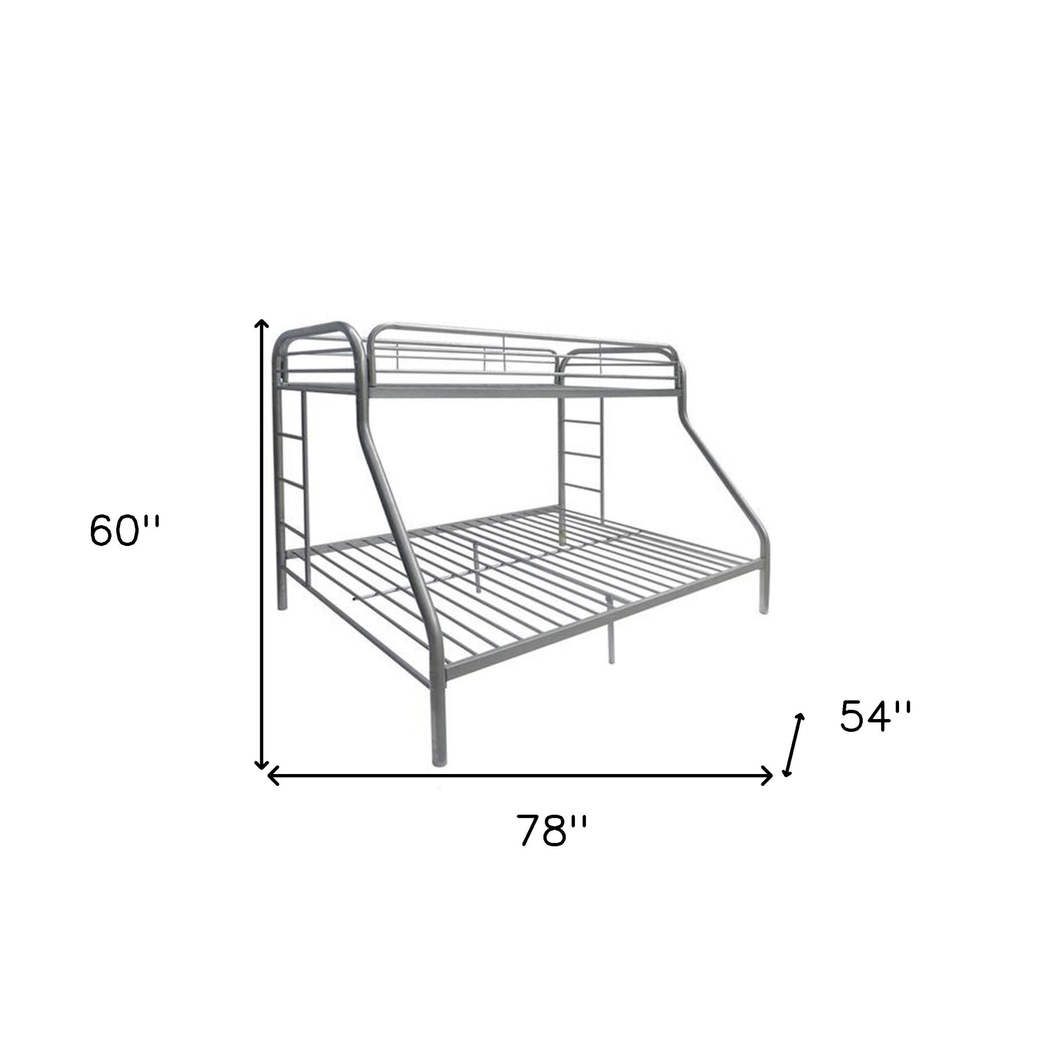 78" X 54" X 60" Twin Over Full Silver Metal Tube Bunk Bed - Bed & Bath