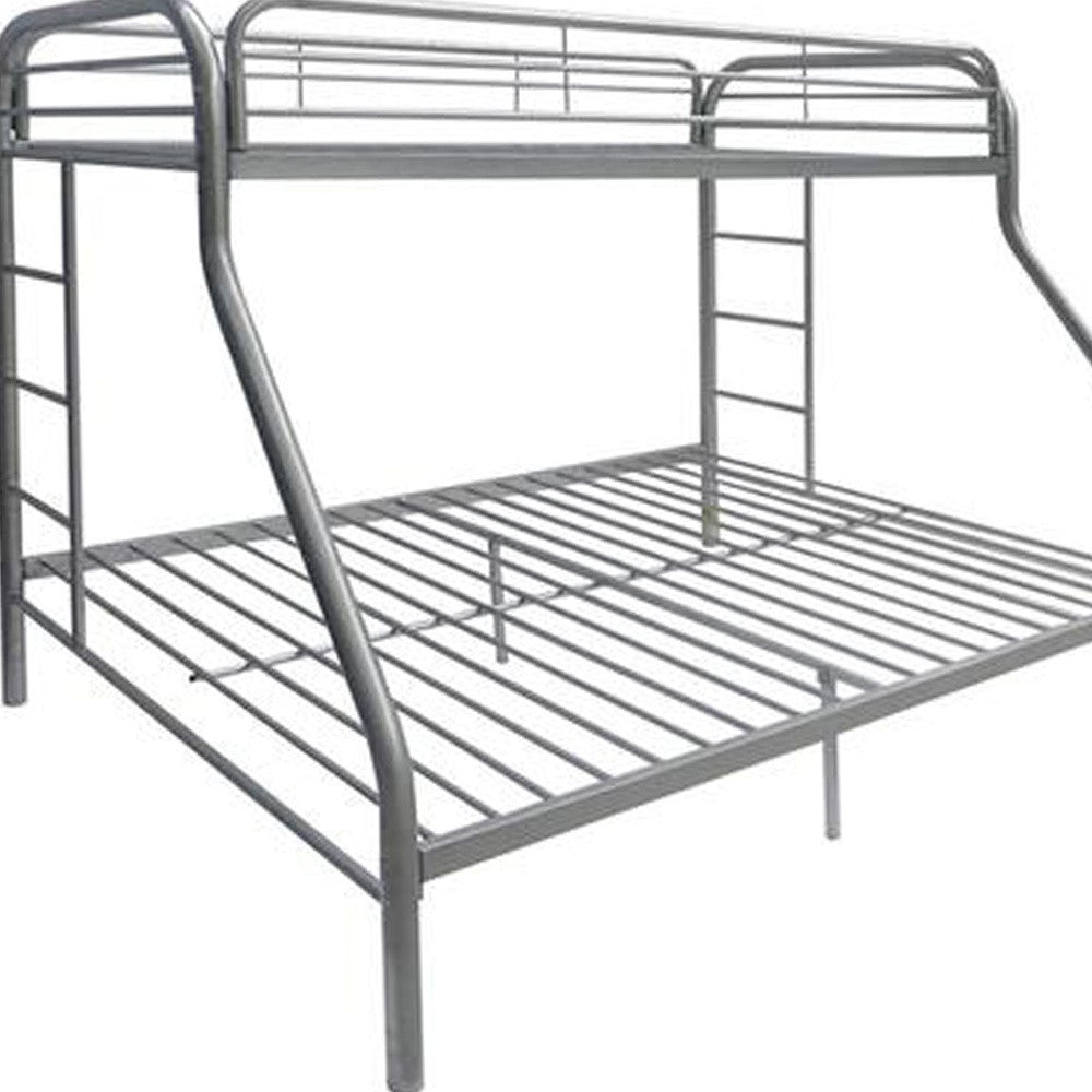 78" X 54" X 60" Twin Over Full Silver Metal Tube Bunk Bed - Bed & Bath