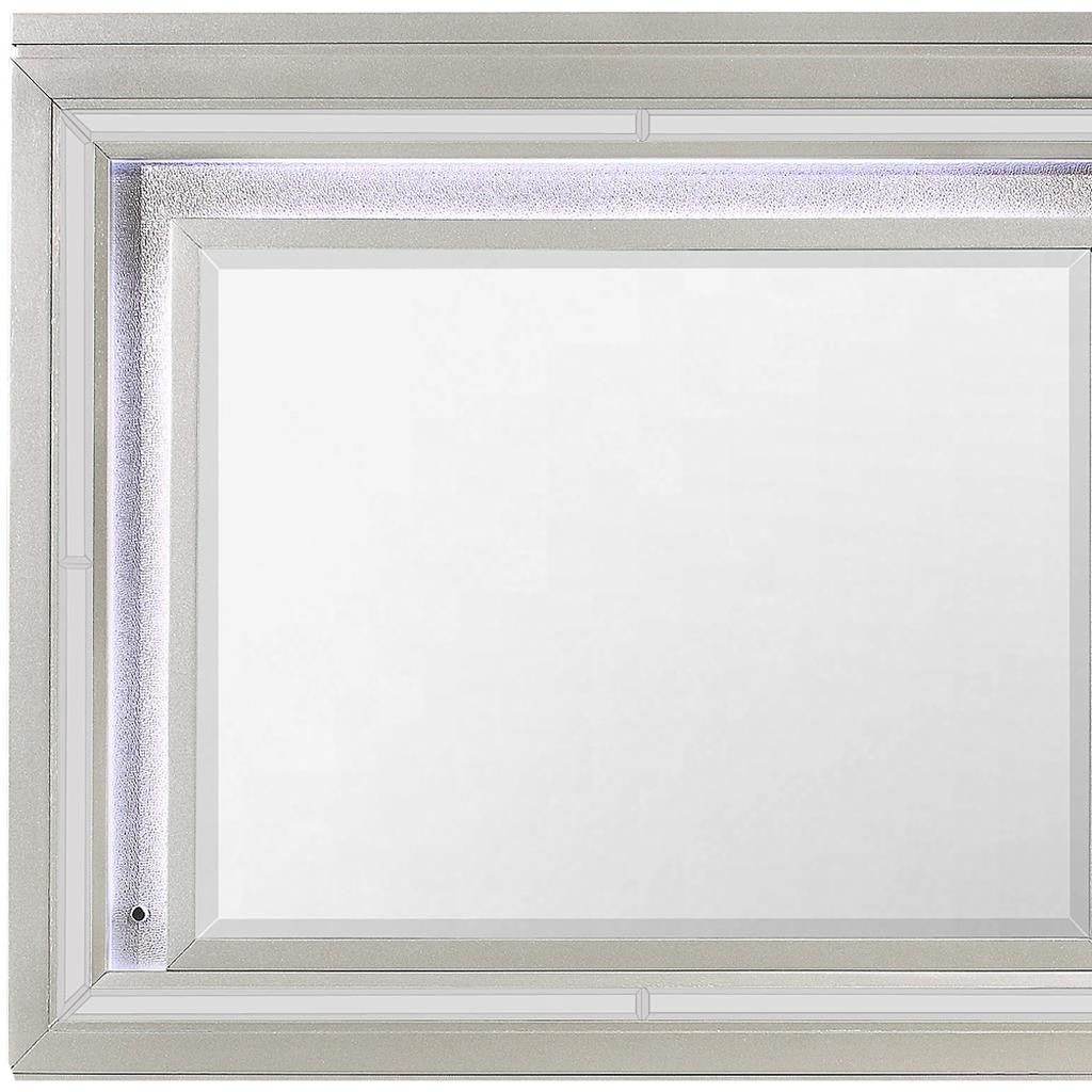 38" Champagne Wood Lighted Mounted Accent Mirror