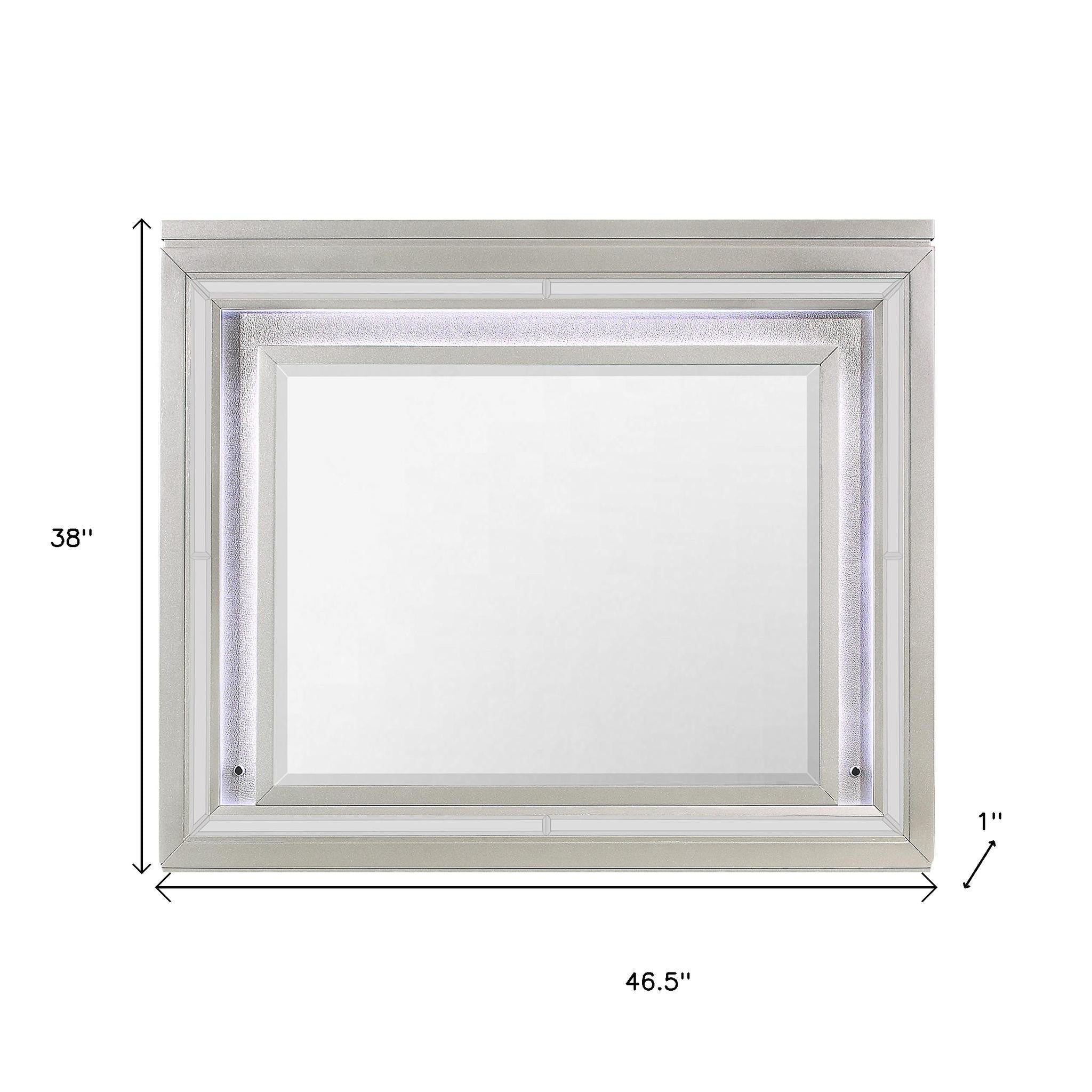 38" Champagne Wood Lighted Mounted Accent Mirror