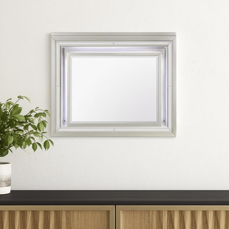 38" Champagne Wood Lighted Mounted Accent Mirror - Bed & Bath
