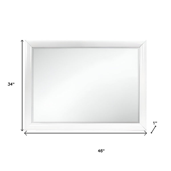 34" White Wood Framed Accent Mirror Default Title