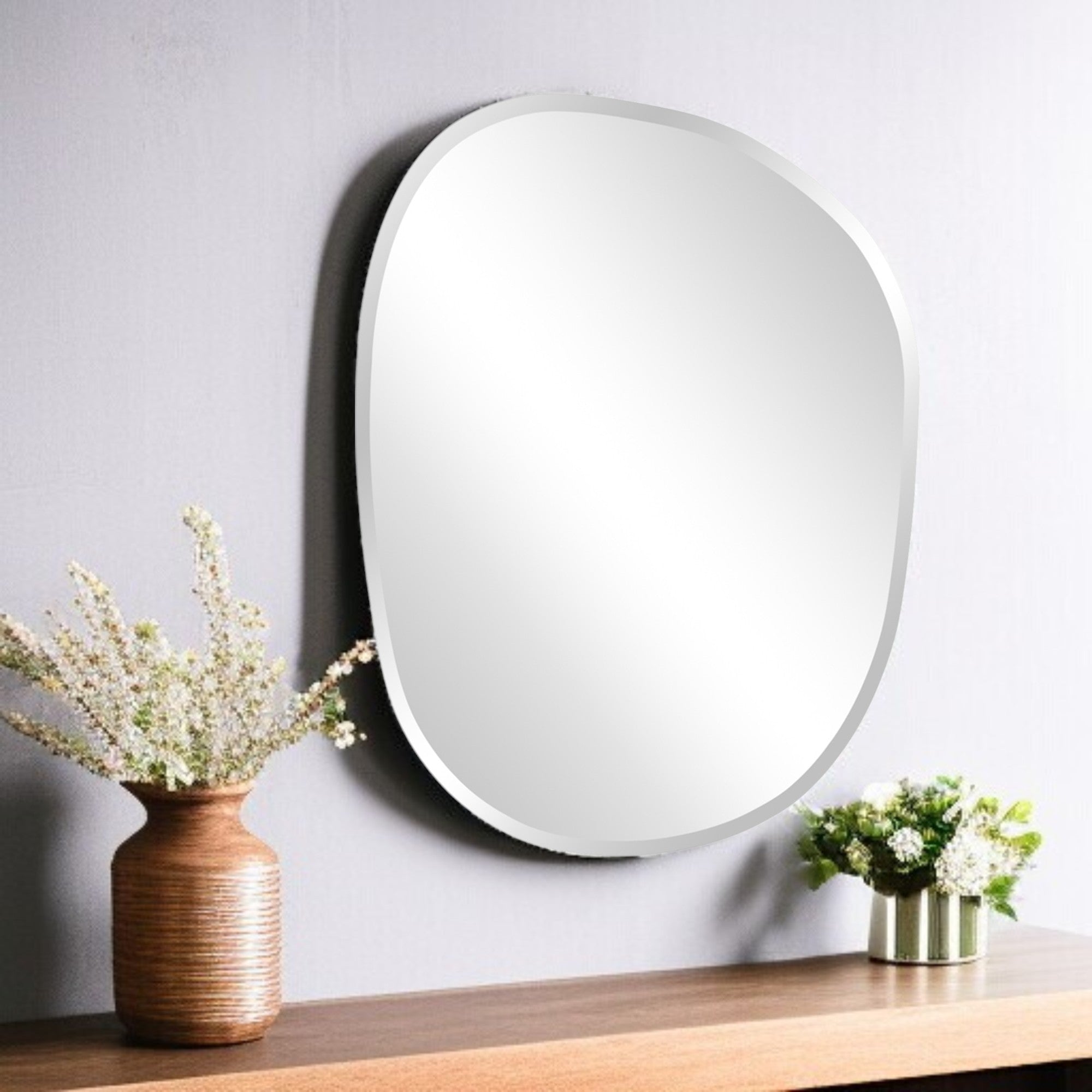 24" Abstract Unframed Accent Mirror