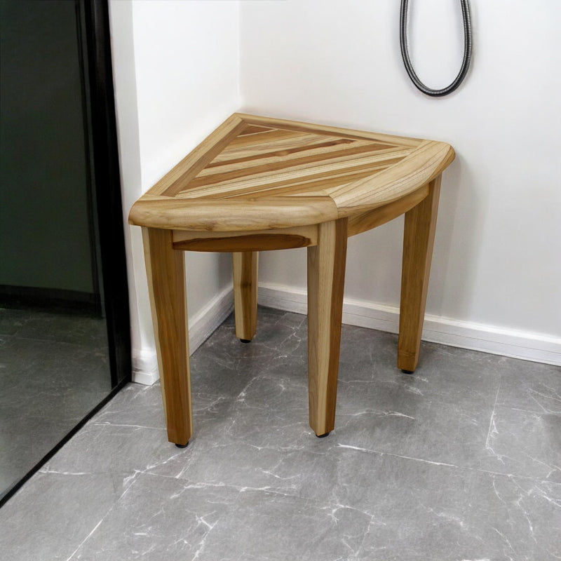 23" Natural Teak Corner Shower Bench - Bed & Bath