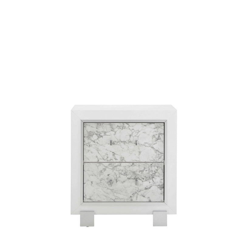 29" White Wood Two Drawer Nightstand - Bed & Bath