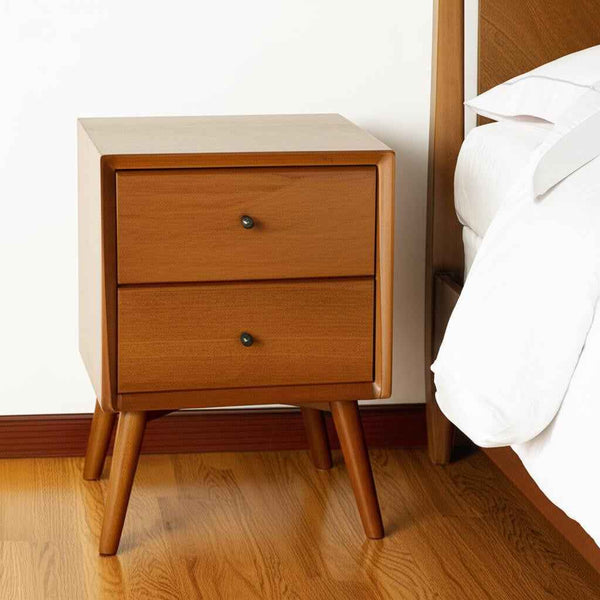 26" Solid Wood and Wood Two Drawer Nightstand