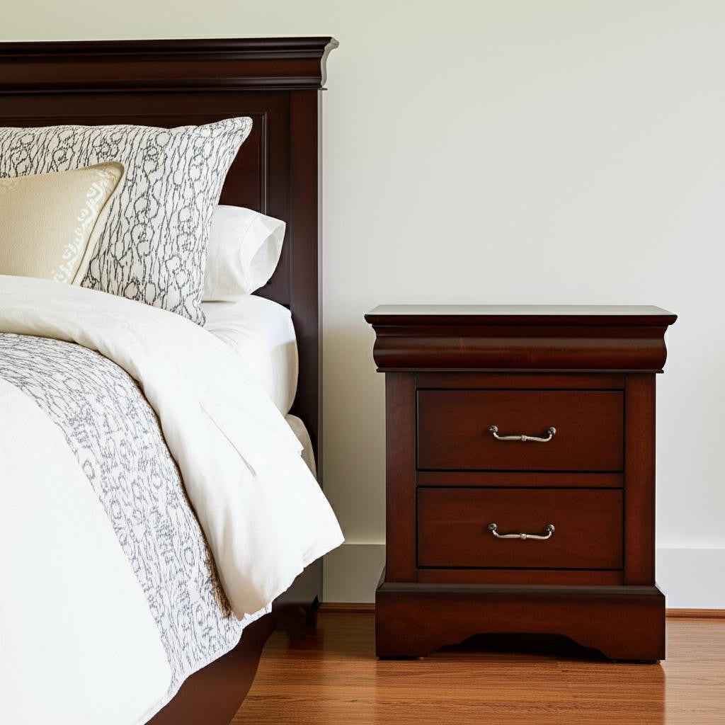 24" Wood and Solid Wood Two Drawer Nightstand