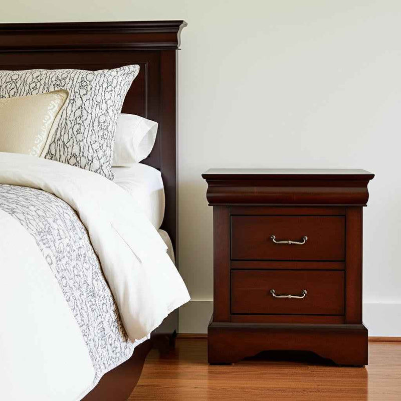 24" Wood and Solid Wood Two Drawer Nightstand