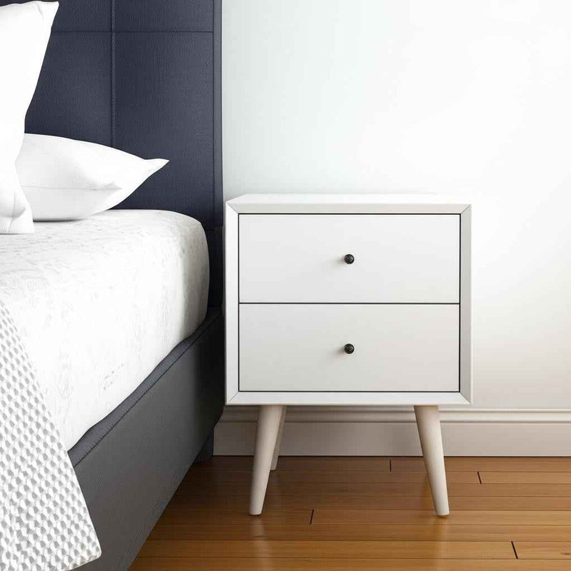 26" Solid Wood and Wood Two Drawer Nightstand