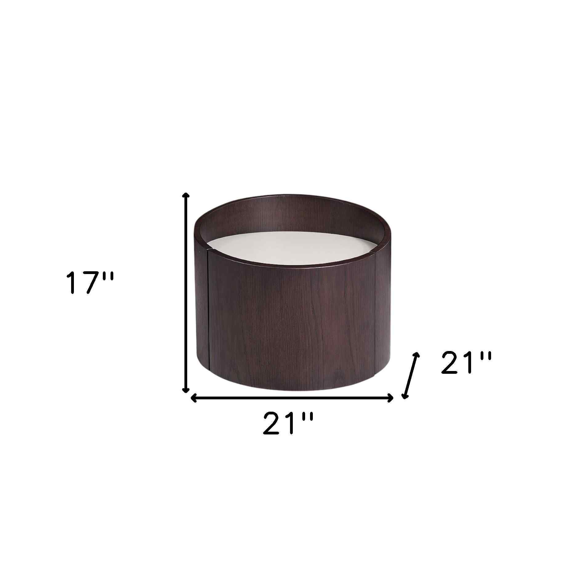 17" Dark Brown Solid Wood Round End Table - Living Room