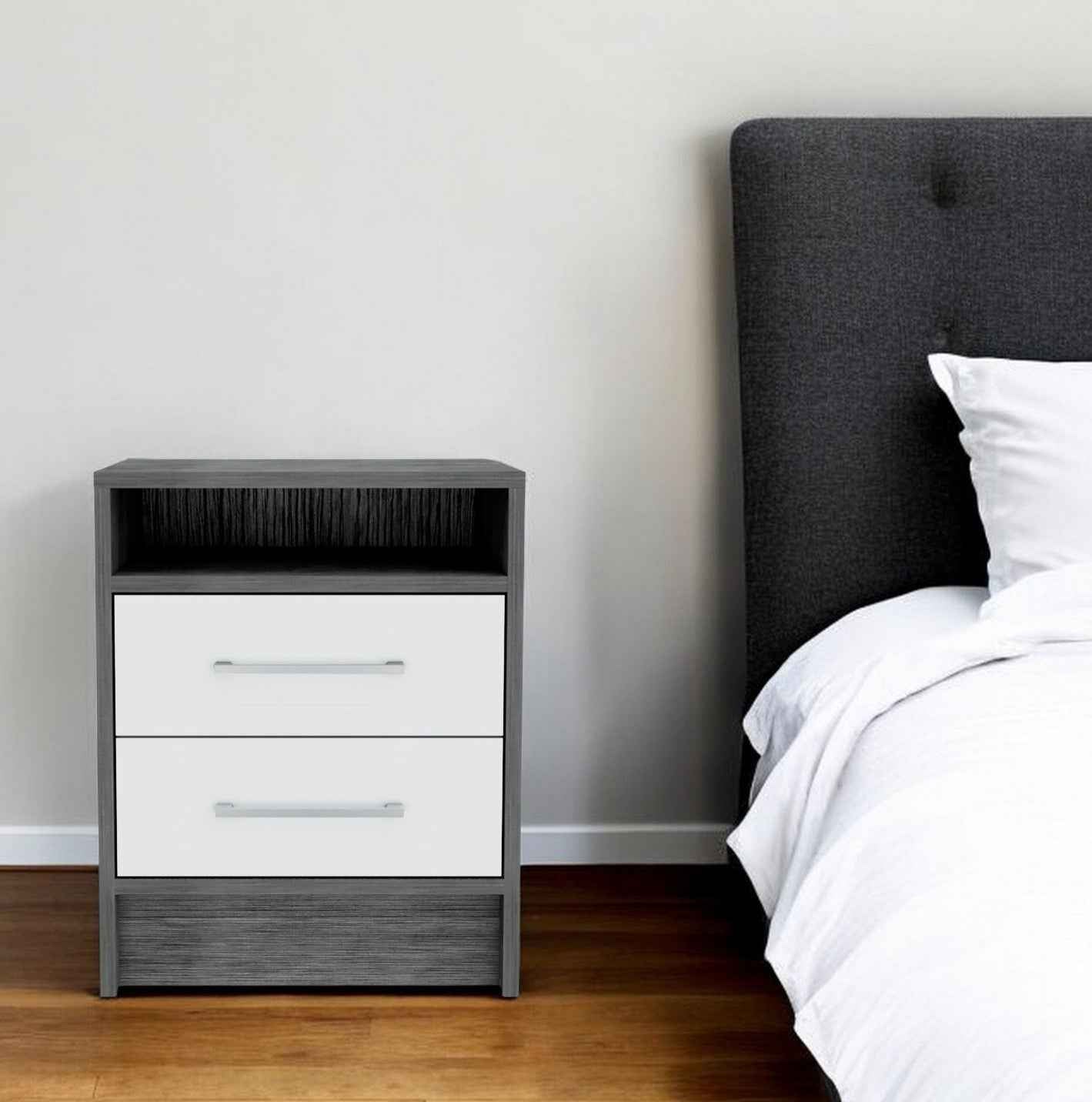 20" Wood Two Drawer Nightstand