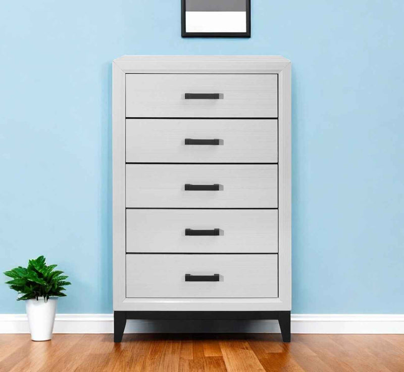 31" White Wood Five Drawer Standard Chest