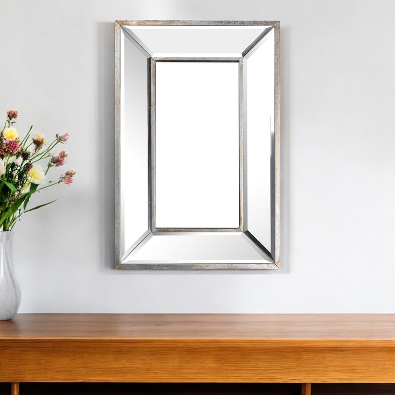18" Silver Beveled Glass Framed Accent Mirror - Bed & Bath