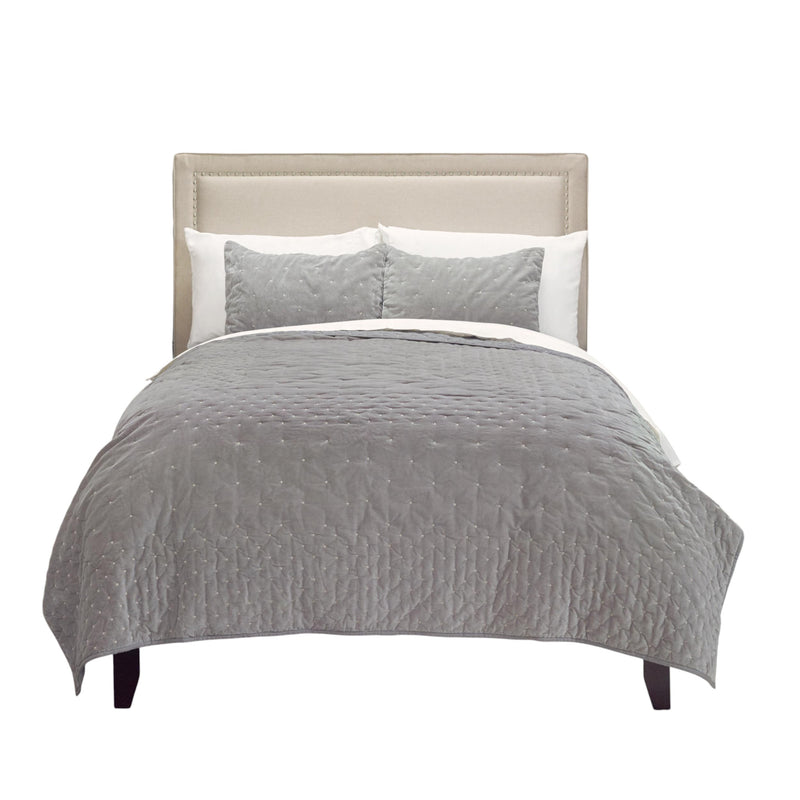 Gray Polka Dots King Quilt - Bed & Bath