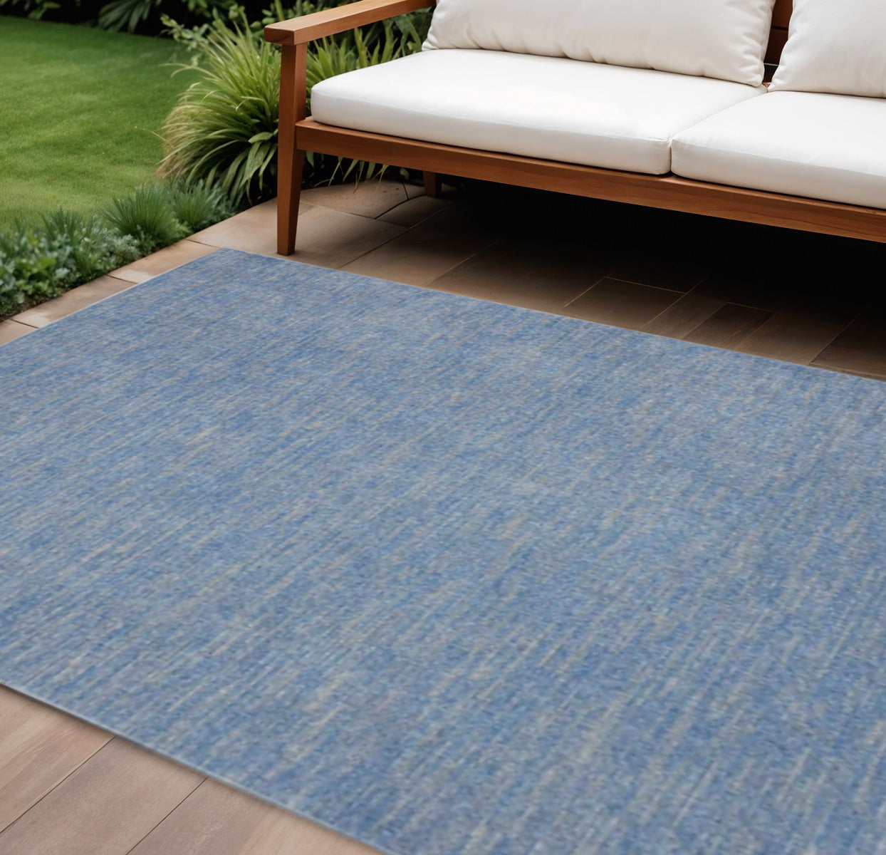 8' X 10' Blue And Gray Indoor Outdoor Area Rug - Outdoor