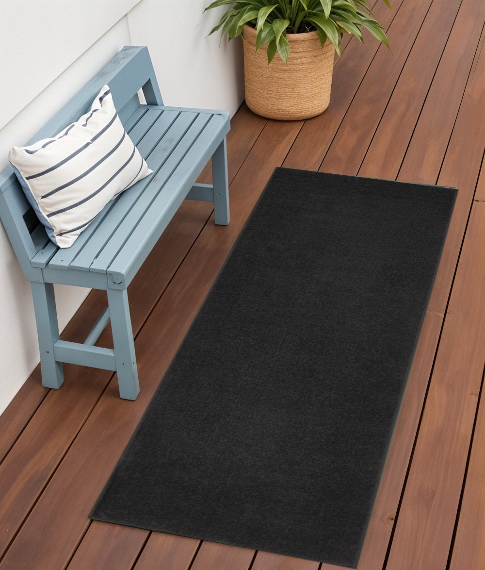 6' Black Indoor Outdoor Runner Rug - Outdoor