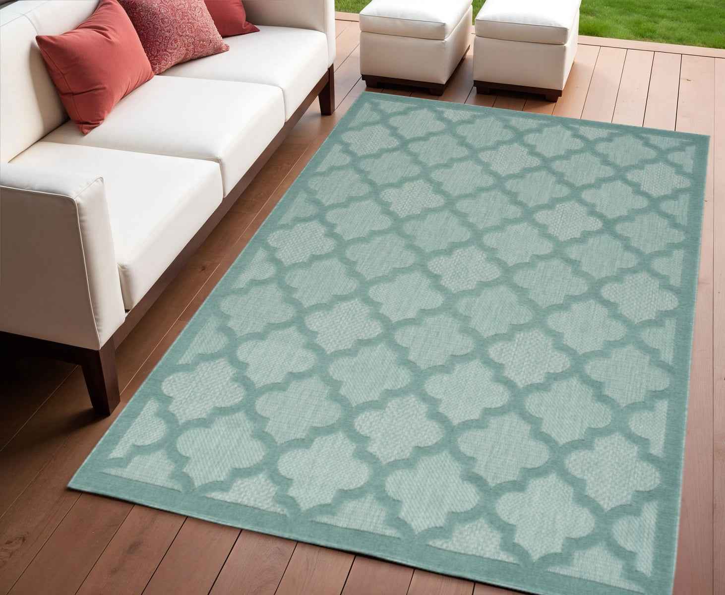 4' X 6' Aqua Indoor Outdoor Area Rug