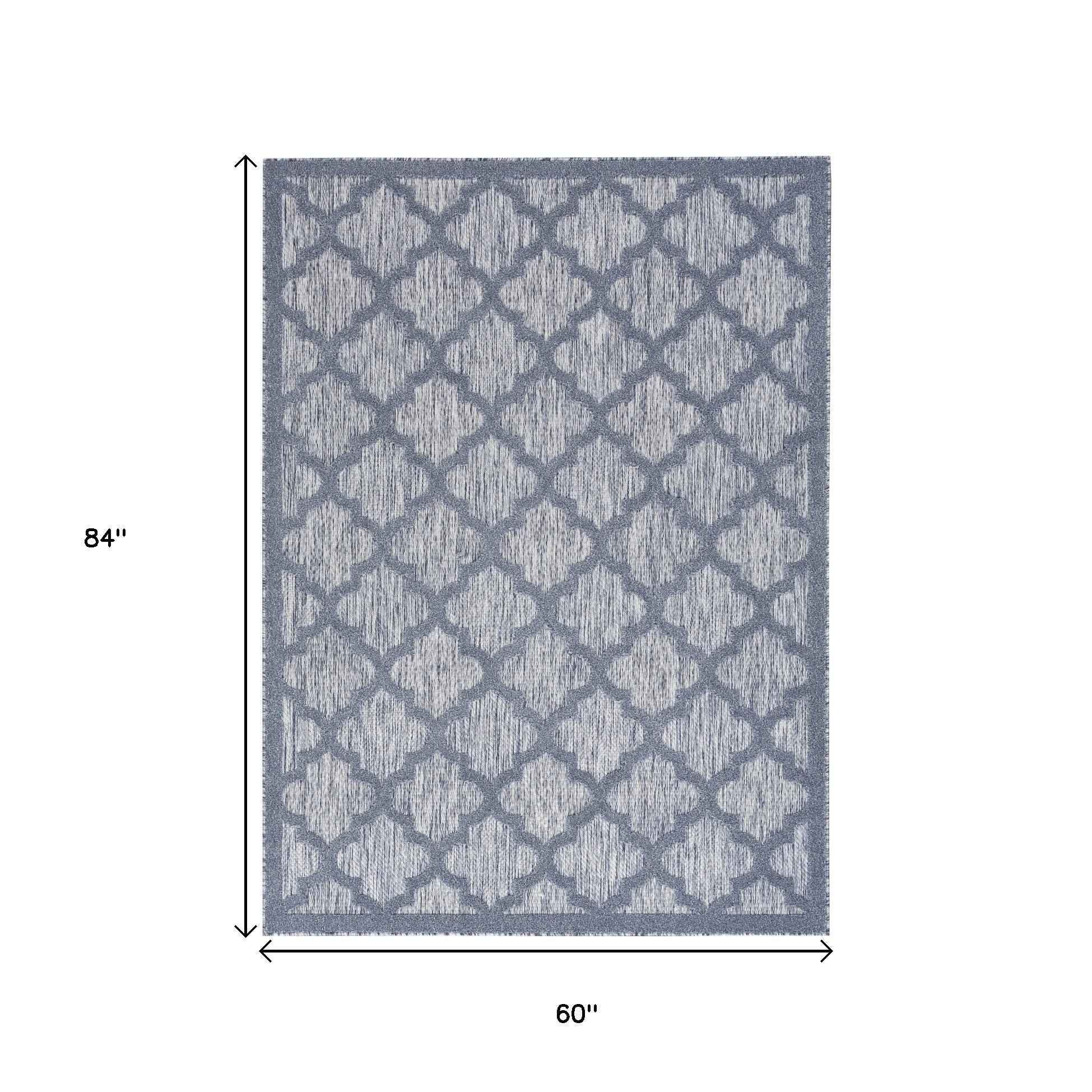 5' X 7' Denim Blue Indoor Outdoor Area Rug