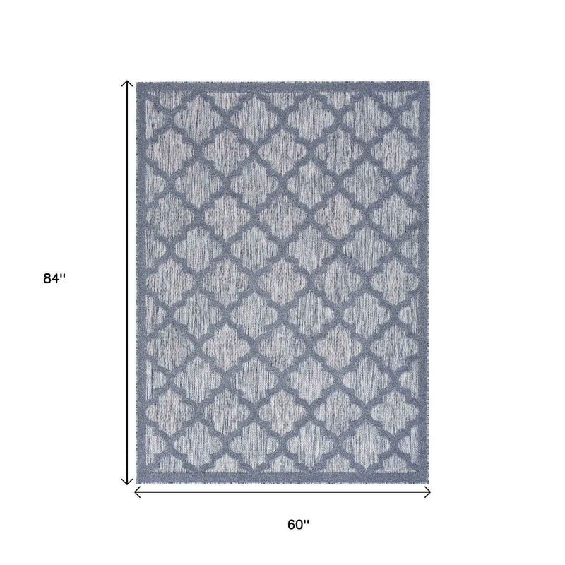 5' X 7' Denim Blue Indoor Outdoor Area Rug