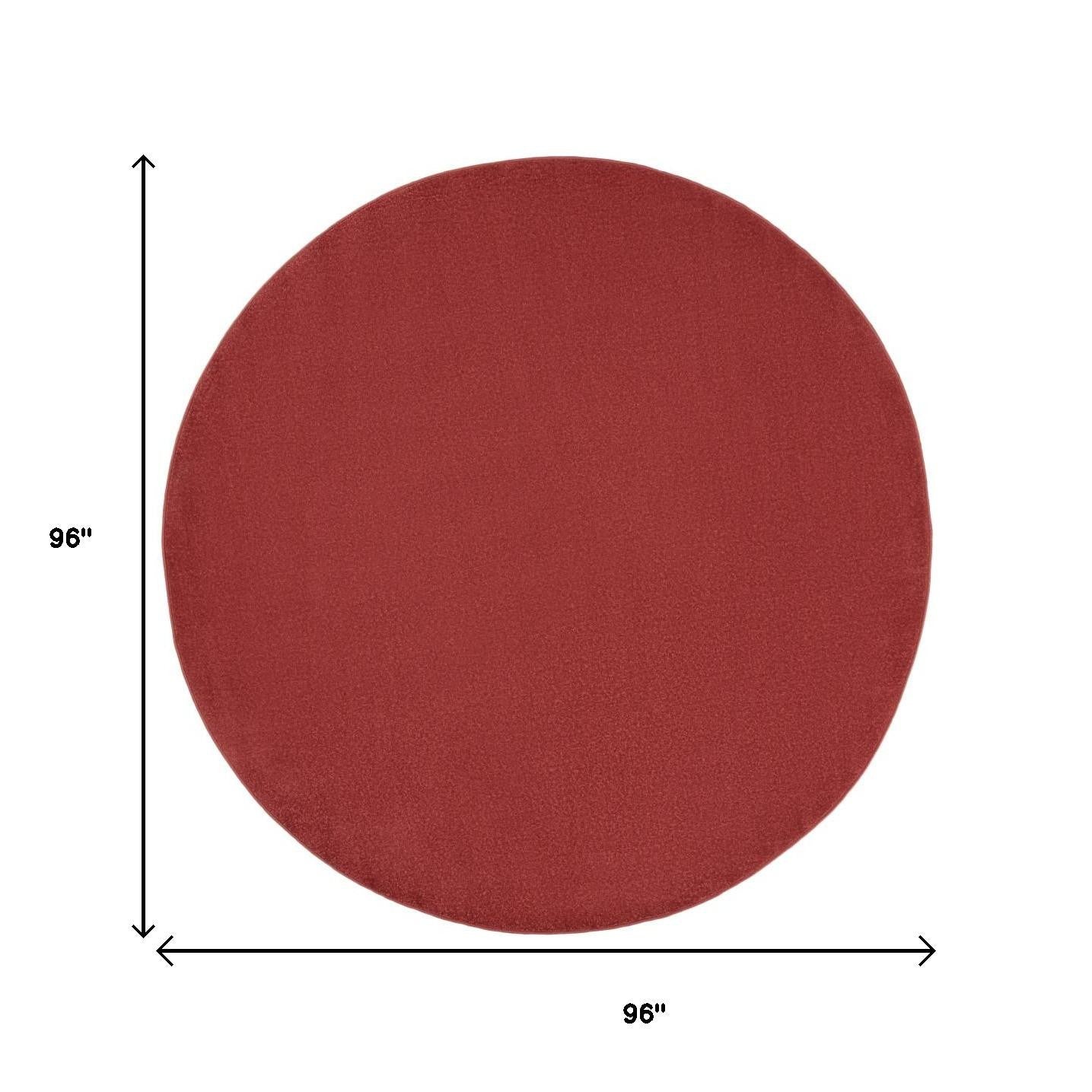 8' X 8' Brick Red Round Indoor Outdoor Area Rug - Outdoor