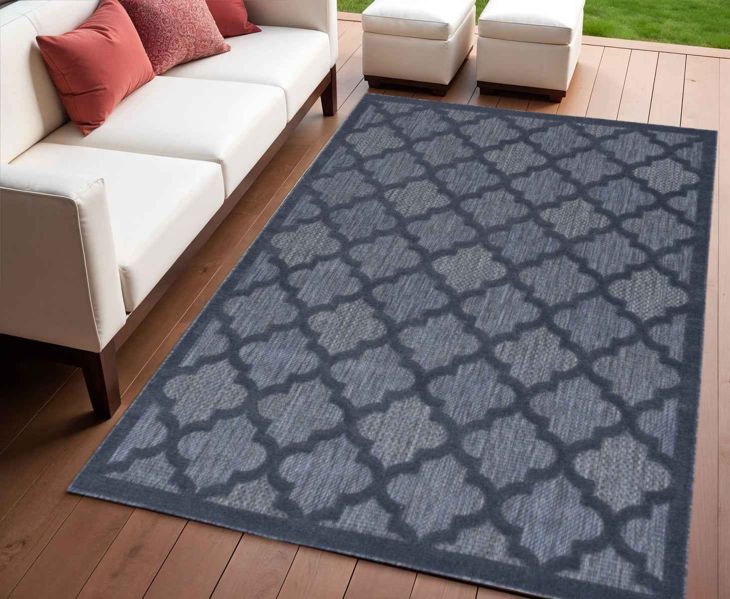 4' X 6' Blue Indoor Outdoor Area Rug