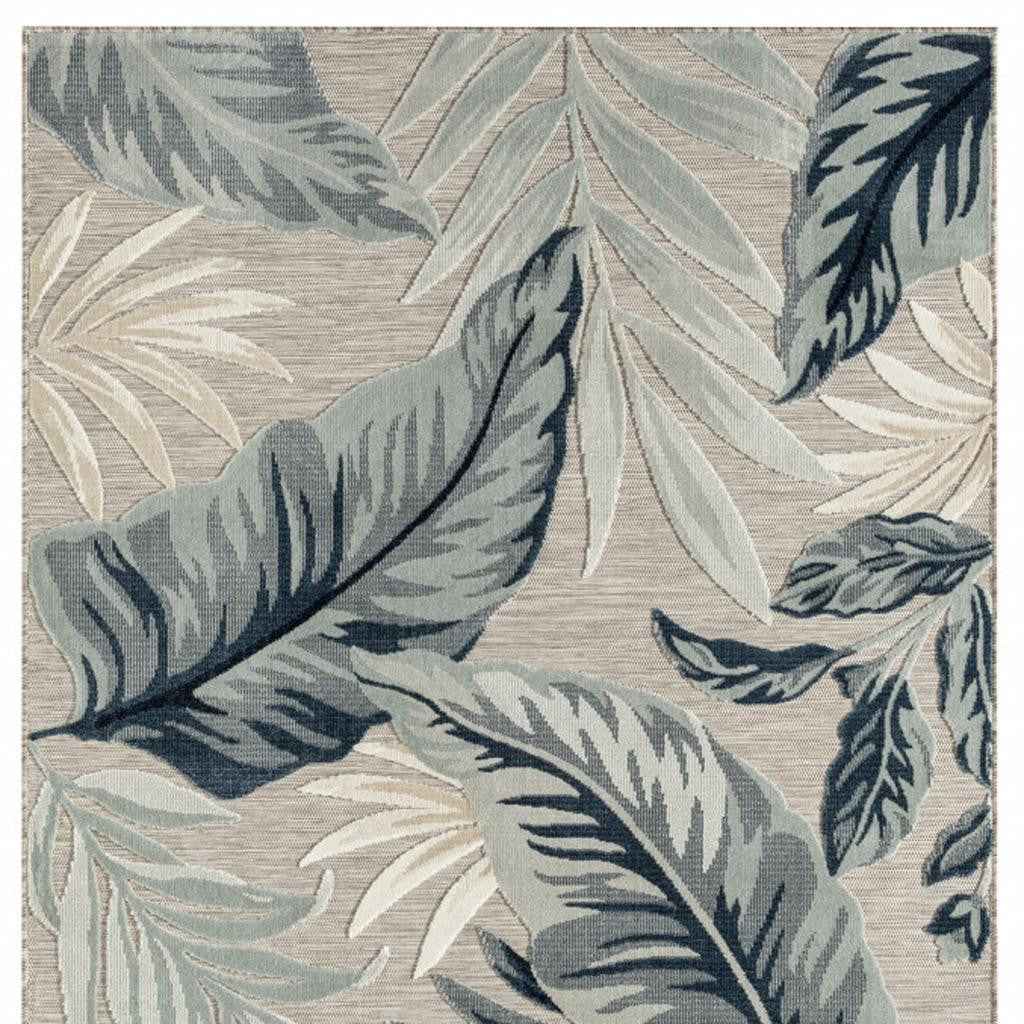 5' X 7' Blue And Gray Indoor Outdoor Area Rug