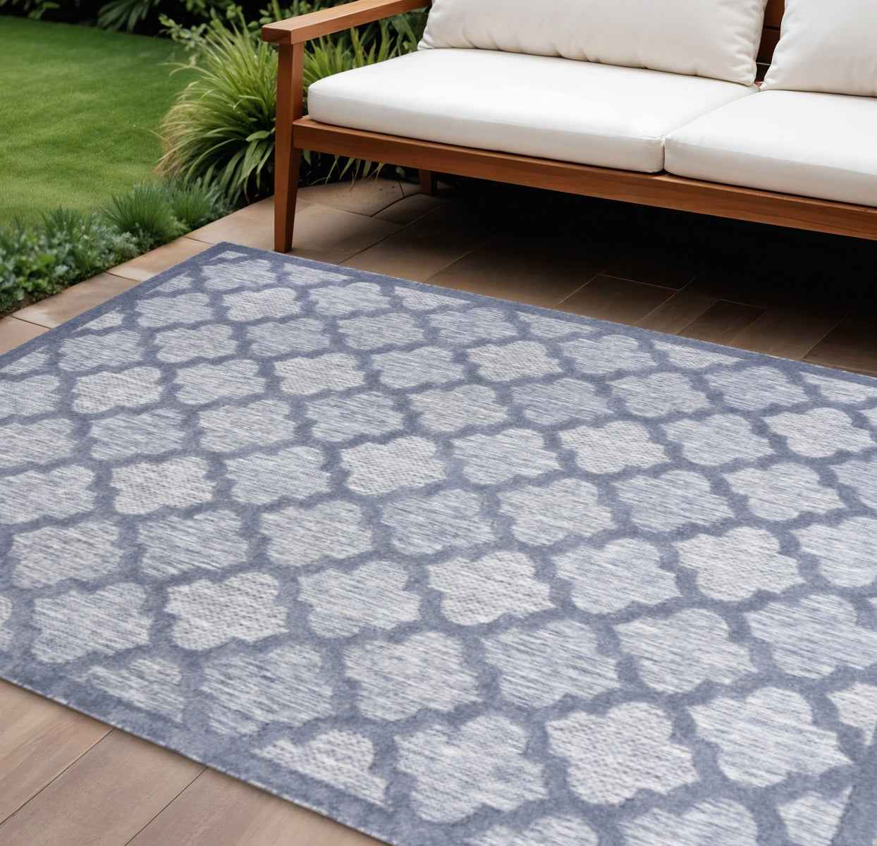 8' X 10' Blue Indoor Outdoor Area Rug