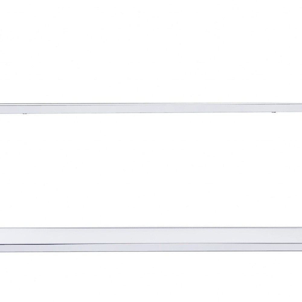 White And Silver Metal and Glass Five Tier Ladder Bookcase - Office