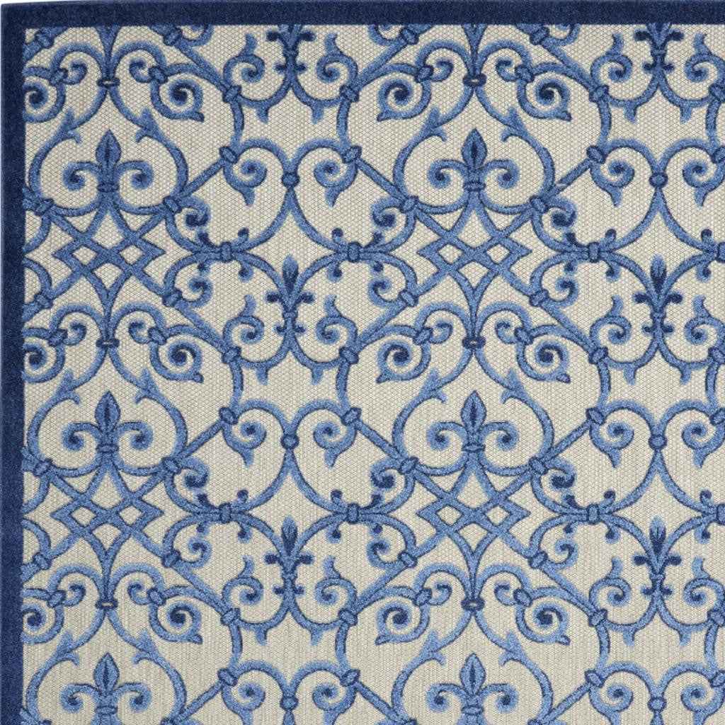 8' X 11' Blue And Gray Indoor Outdoor Area Rug