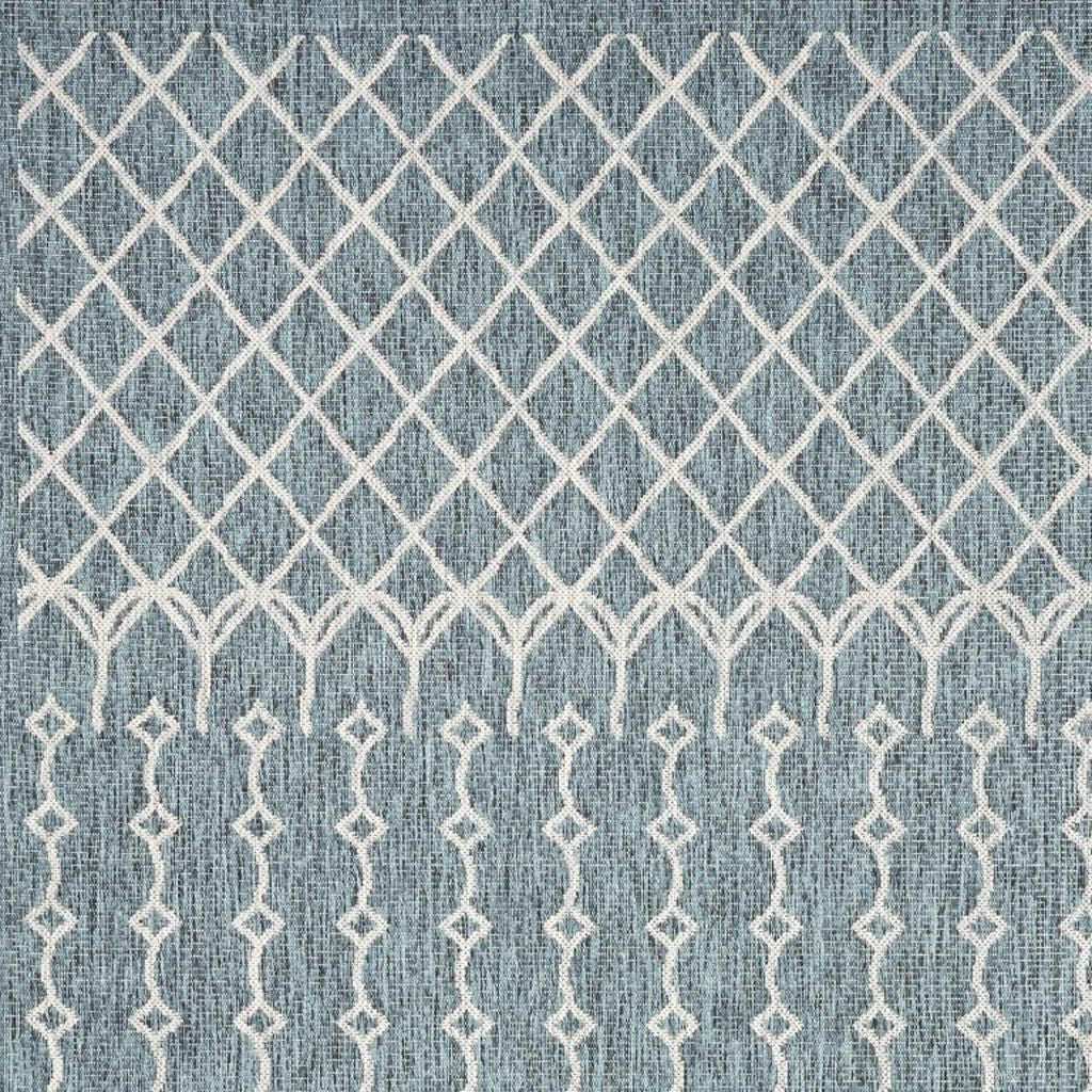 5' X 8' Blue And Gray Indoor Outdoor Area Rug - Outdoor