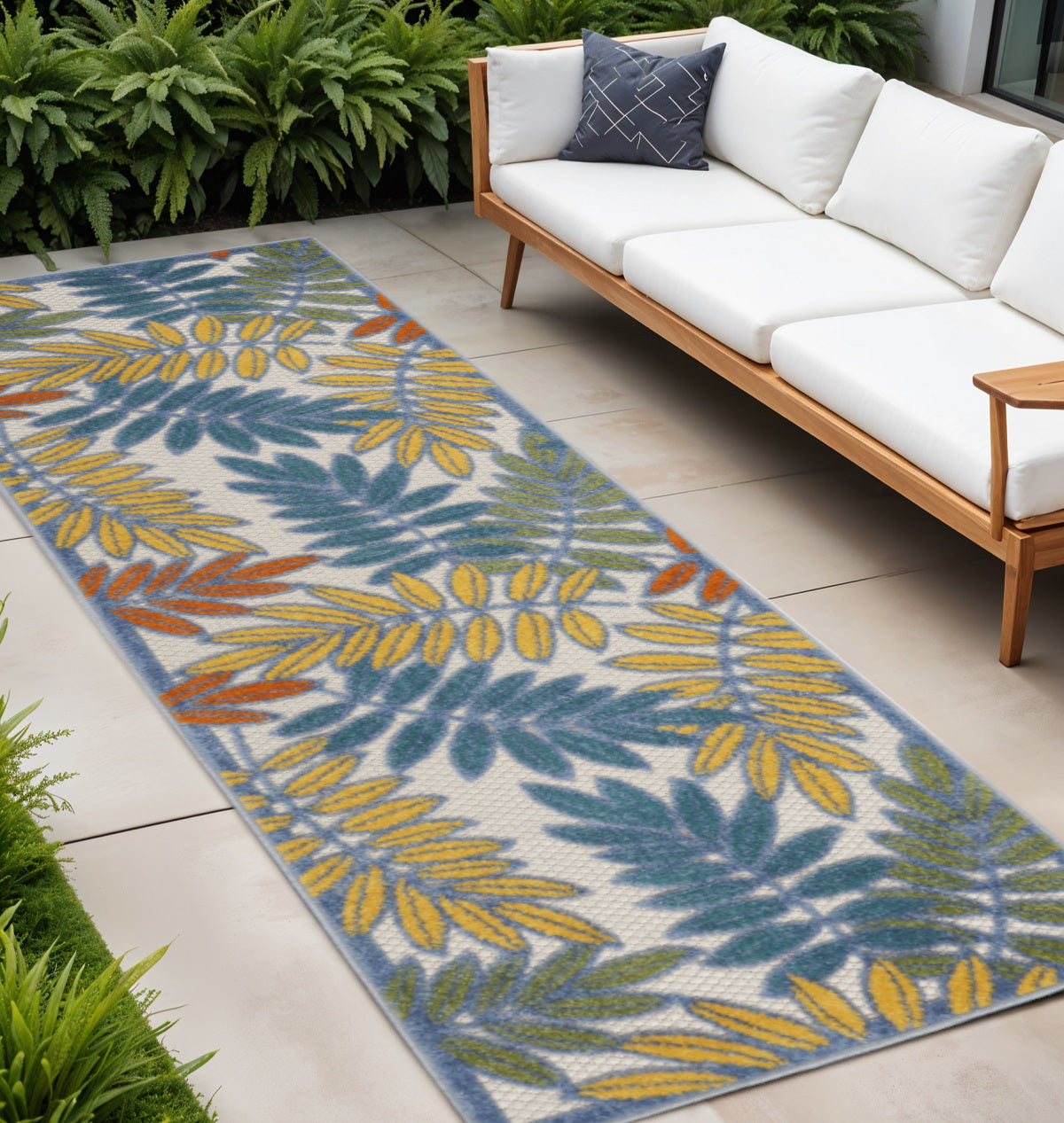10' Ivory Indoor Outdoor Runner Rug - Outdoor
