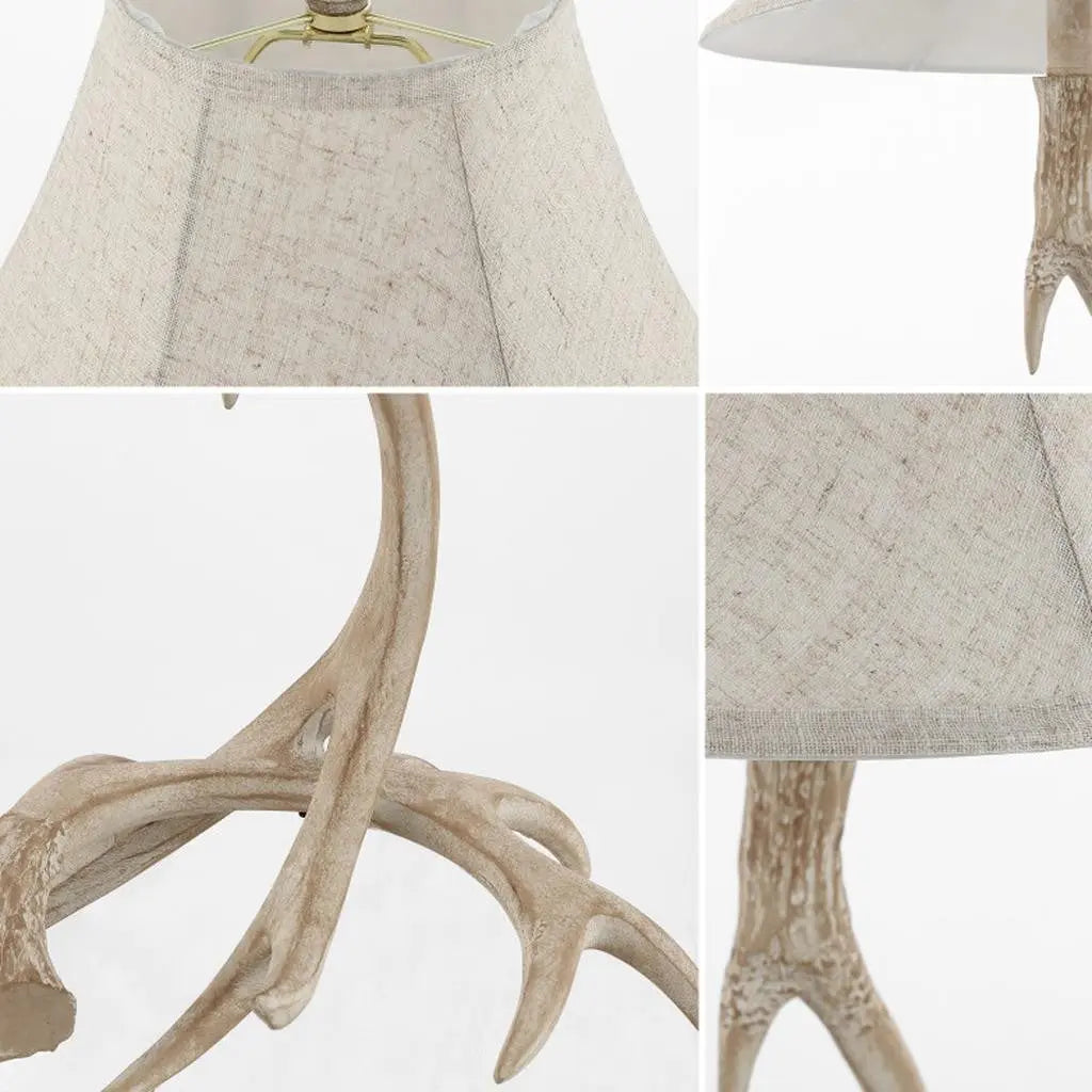 28" Beige Antlers Table Lamp With Bell Shade Homeroots Lighting