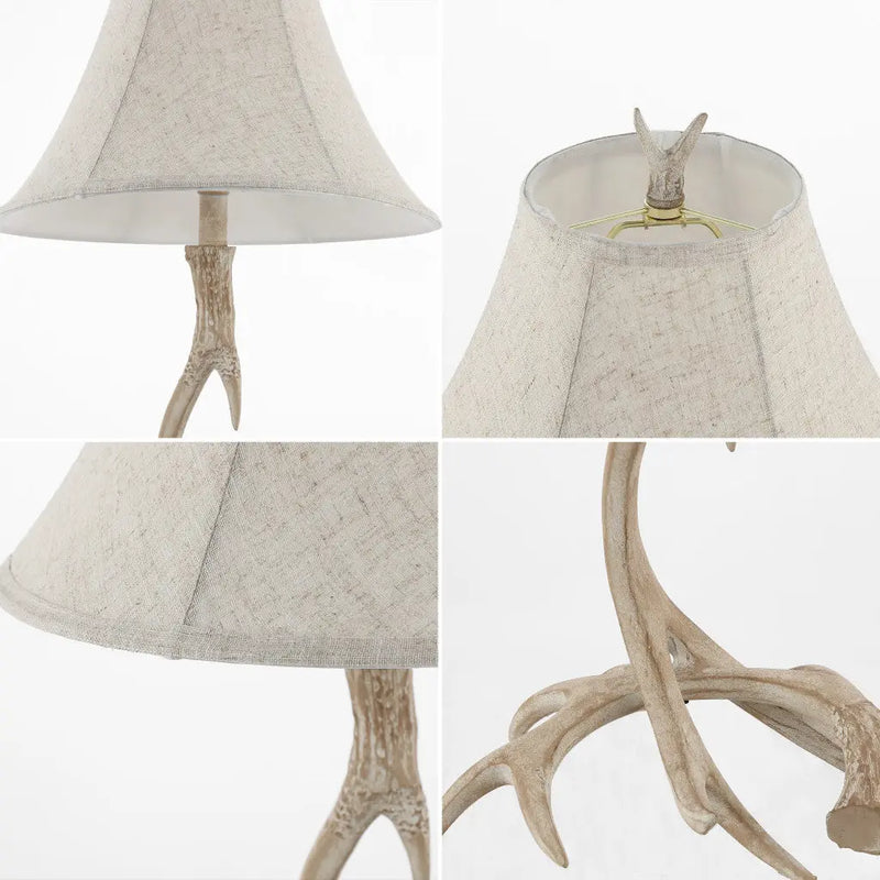 28" Beige Antlers Table Lamp With Bell Shade Homeroots Lighting
