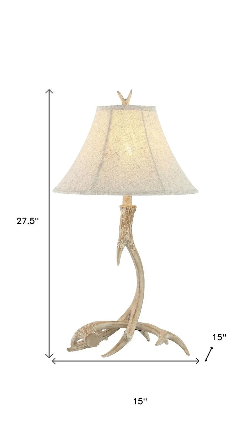 28" Beige Antlers Table Lamp With Bell Shade Homeroots Lighting