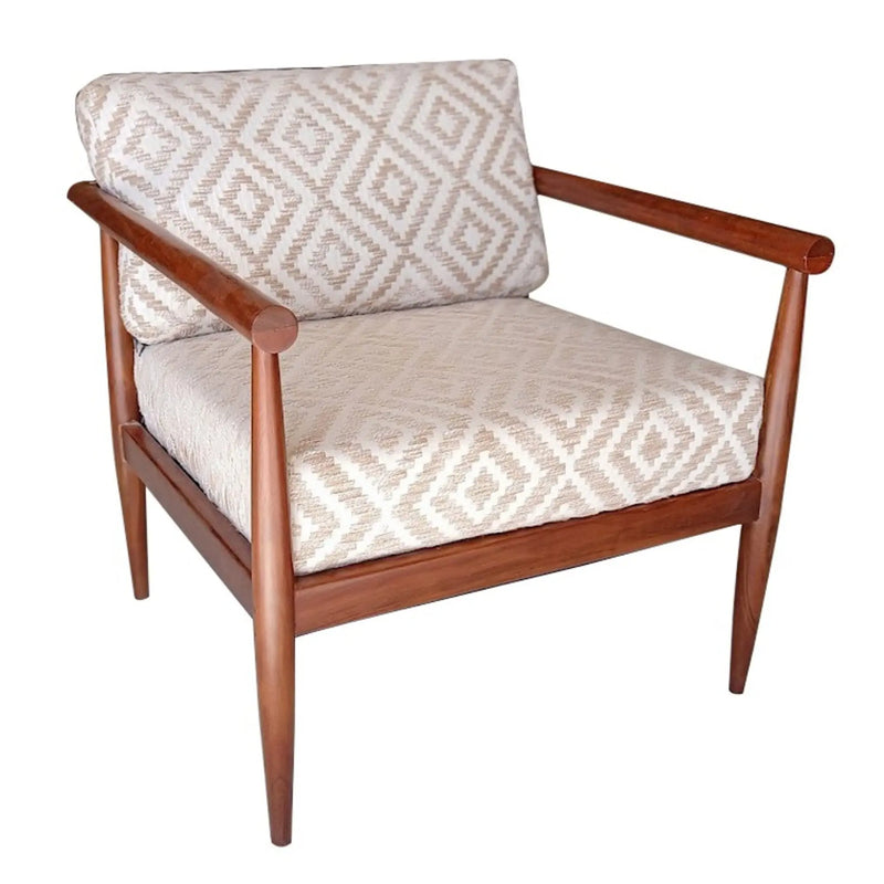 28" Beige and Brown Solid Wood Geometric Arm Chair Homeroots Living Room