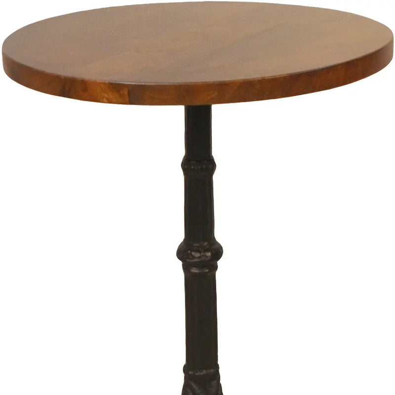 28" Black And Wood Brown Solid Wood And Iron Round End Table Homeroots Living Room