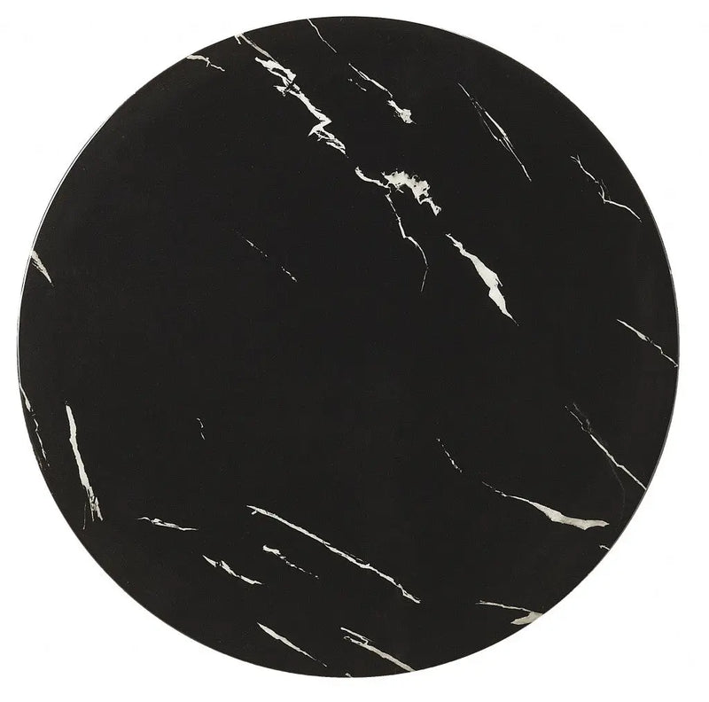 28" Black Marble Round End Table Homeroots Living Room