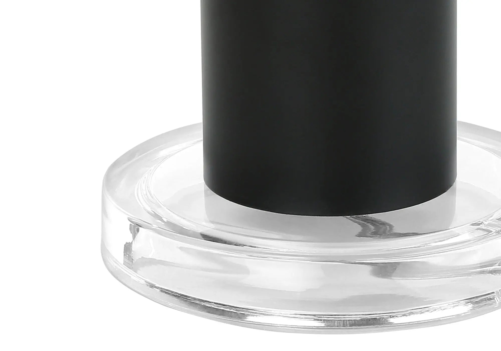 28" Black Metal and Acrylic Cylinder Table Lamp With Black Drum Shade Homeroots Lighting