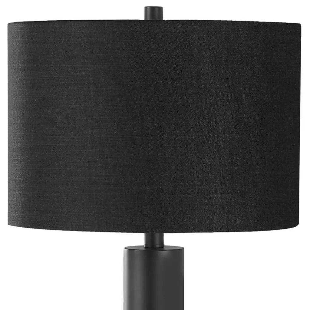 28" Black Metal and Acrylic Cylinder Table Lamp With Black Drum Shade Homeroots Lighting